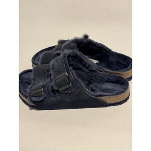 Birkenstock Arizona Shearling Fur Midnight Navy Blue Suede EU 44 US 10.5 New